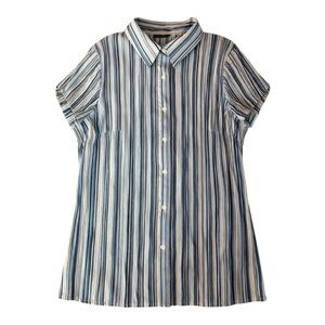 vintage east 5th striped blouse crinkle button down top l xl